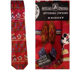 Disney Sweden Made Mickey Mouse Silk Tie 60" Total Length